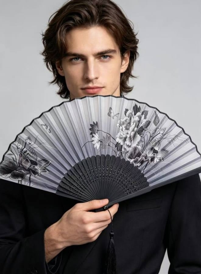 2 pcs Folding Fans — Vintage-Style Bamboo, Wood, and Silk Folding Fans (Chinese & Japanese Styles); Ideal for Weddings, Dance Performances, Church Events, Parties, and as Gifts. - Image 2
