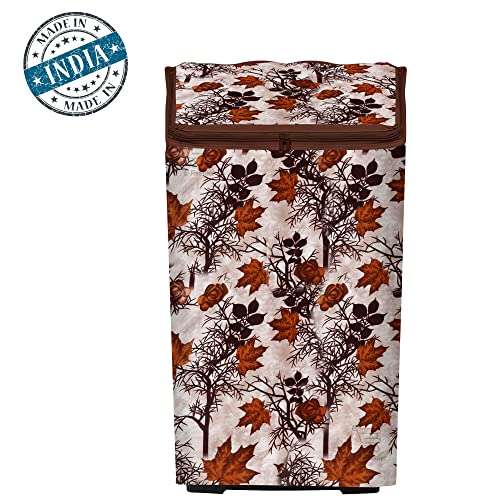 E-Retailer Washing Machine Cover for Top Load 5kg to 7.5kg | Light Weight Dustproof Cover with Zip Enclosure | Floral Pattern Fully Automatic Washer Protector for Indoor Outdoor Use | Size 23x23x35 - Image 5