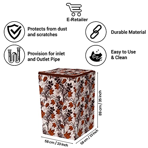 E-Retailer Washing Machine Cover for Top Load 5kg to 7.5kg | Light Weight Dustproof Cover with Zip Enclosure | Floral Pattern Fully Automatic Washer Protector for Indoor Outdoor Use | Size 23x23x35 - Image 3