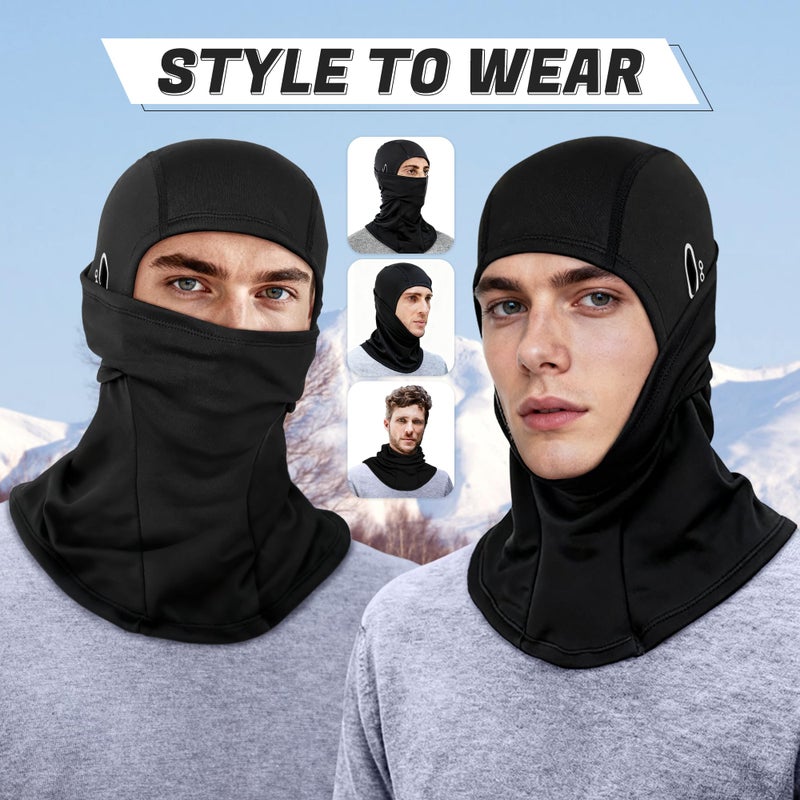 Ueyben قناع التزلج Ueyben، قناع بالاكلافا مع تصميم متحرك قناع شايستي للرجال والنساء للتزلج في الشتاء والعمل في الهواء الطلق في الطقس البارد باللون الأسود - Image 5