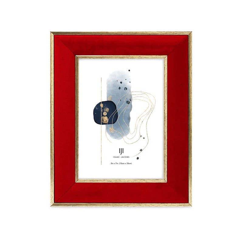 Isaac Jacobs Velvet Picture Frame with Metallic Gold Double Border  Photo Frame  Horizontal & Vertical  Made for Tabletop & Wall Display  for Home and Office (5x7  Red) - Image 2