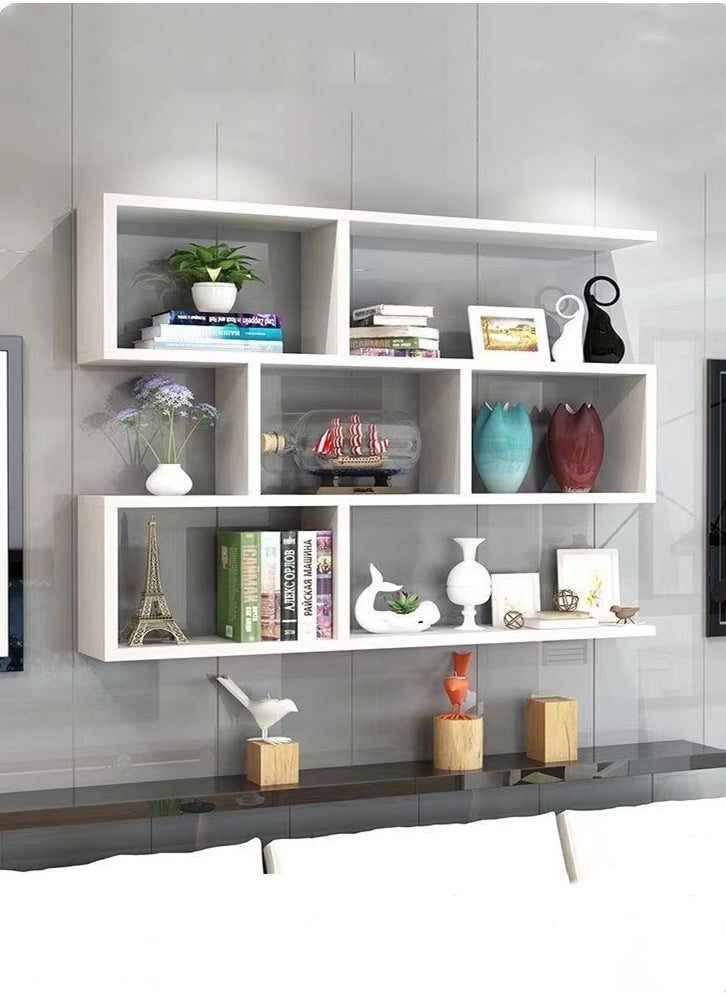 Kutis - 3-Tiers Desktop Bookcase Wall-Mounted Display Shelf Storage Rack White 80x20x66.4 Centimeter - Image 1