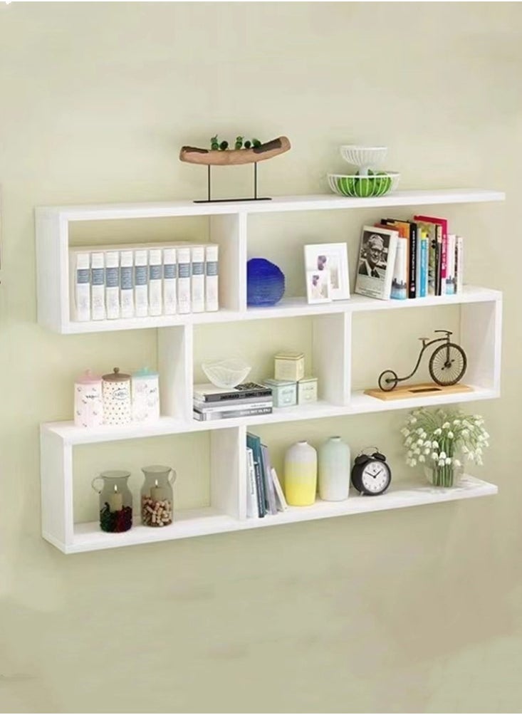 Kutis - 3-Tiers Desktop Bookcase Wall-Mounted Display Shelf Storage Rack White 80x20x66.4 Centimeter - Image 1