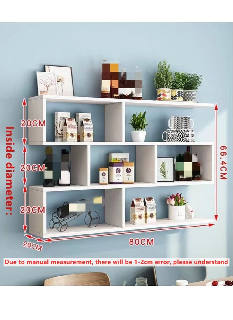 Kutis - 3-Tiers Desktop Bookcase Wall-Mounted Display Shelf Storage Rack White 80x20x66.4 Centimeter - Image 1