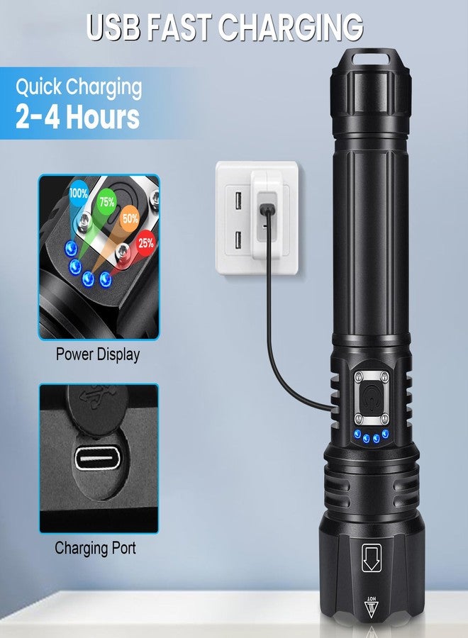 crazybrace Rechargeable Flashlights High Lumens, 99,000 Lumen Brightest Led Flashlight with 5 Modes & 15H Long Runtime, Powerful Waterproof Handheld Flash Light, Super Bright Flashlight for Home, Camping - Image 4