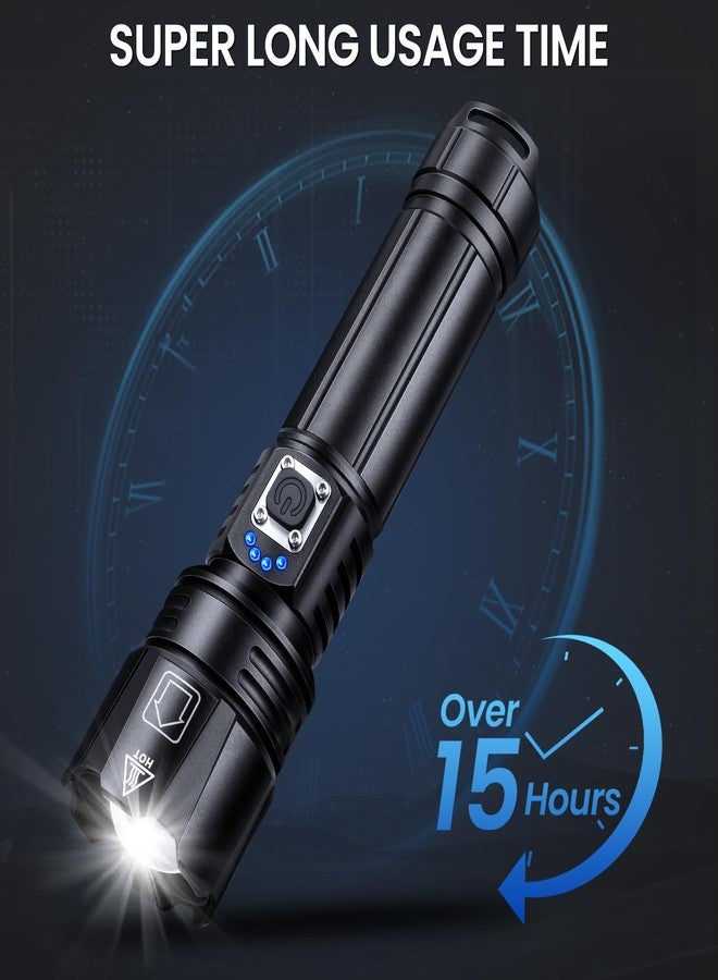 crazybrace Rechargeable Flashlights High Lumens, 99,000 Lumen Brightest Led Flashlight with 5 Modes & 15H Long Runtime, Powerful Waterproof Handheld Flash Light, Super Bright Flashlight for Home, Camping - Image 3