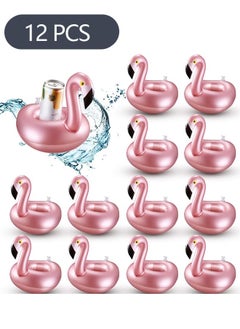 12-Piece Inflatable Drink Holder Flamingo Drink Floats, Reusable Inflatable Lovely Animal Cup Coasters Pool Cup for Pool Parties &Flamingo Theme Parties