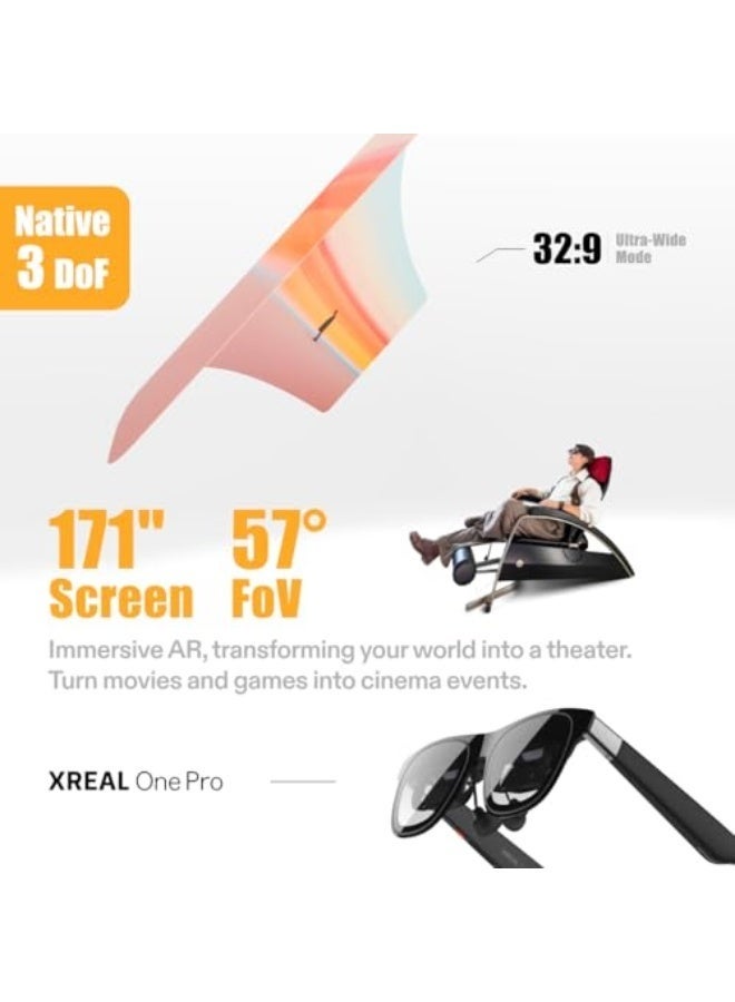 XREAL One Pro AR Glasses with X1 Chip, 3 Degrees of Freedom, 171°, 57° Viewing Angle, 120Hz, BOSE Sound, Sony OLED Display, 3 Modes Adjustment, Compatible with PS5, Nintendo Switch 2, iPhone 16/15, Steam Deck, PC, Android and iOS - Size M - Image 2