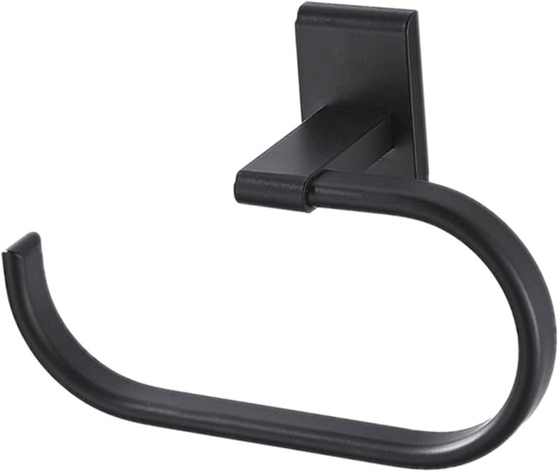Wall Mounted Towel Rack Black No Drilling Required Easy Installation Bathroom Hotel School - Image 1