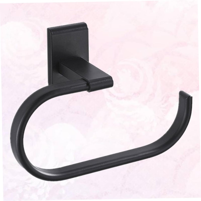Wall Mounted Towel Rack Black No Drilling Required Easy Installation Bathroom Hotel School - Image 4
