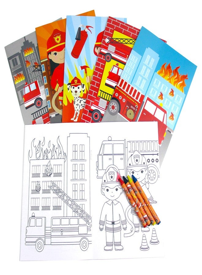 TINYMILLS Fire Truck Coloring Book Set for Kids Party Favors with 12 Coloring Books and 48 Crayons Firefighter Birthday Party Supplies Favor Bag Filler - Image 2