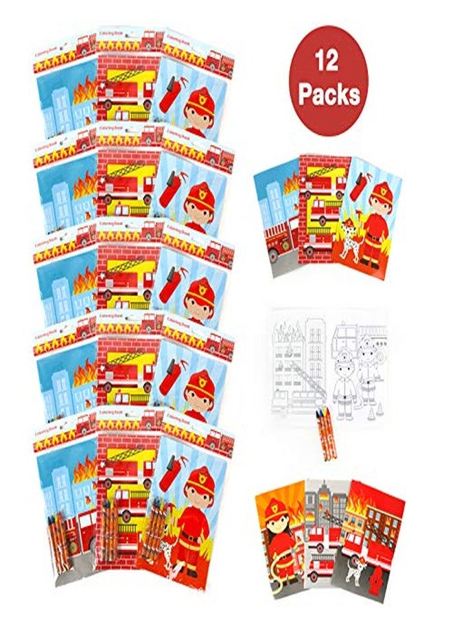 TINYMILLS Fire Truck Coloring Book Set for Kids Party Favors with 12 Coloring Books and 48 Crayons Firefighter Birthday Party Supplies Favor Bag Filler - Image 3