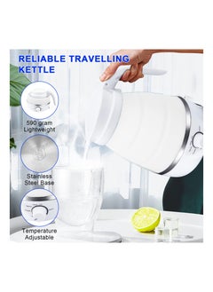 Excefore Collapsible Kettle Portable, Travel Kettle Lightweight for Campervan, 0.6L Folding Electric Camping Kettle, Mini Silicone Foldable Kettle for Bedroom (White)  - Image 2