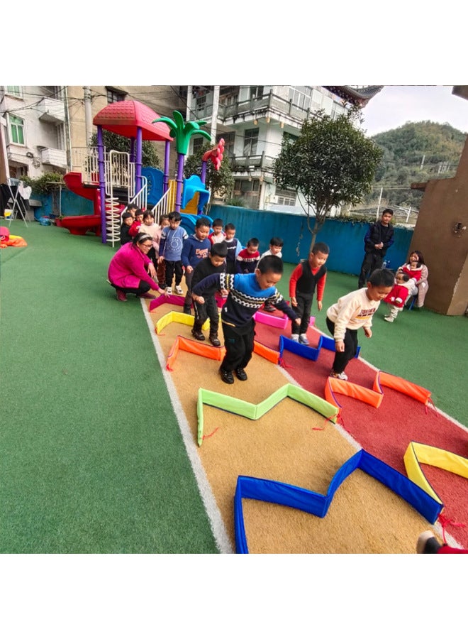 Pull Back Frame Kindergarten Fun Body Intelligent Sensory Training Equipment Children's Outdoor Grid Jumping Drilling Game Props-Color:Pull Back Frame Four-color 5 Pack (four-color Splicing) - Image 4