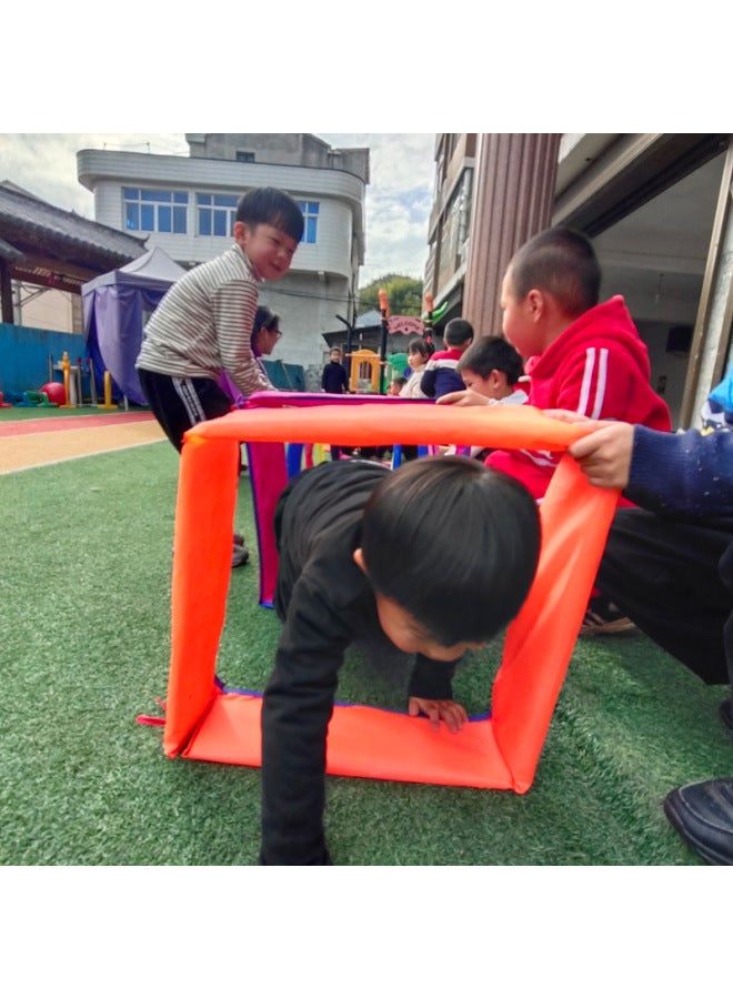 Pull Back Frame Kindergarten Fun Body Intelligent Sensory Training Equipment Children's Outdoor Grid Jumping Drilling Game Props-Color:Pull Back Frame Four-color 5 Pack (four-color Splicing) - Image 3