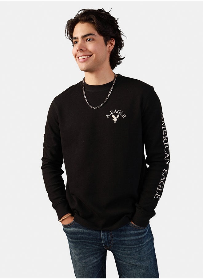 American Eagle AE Long-Sleeve Logo Graphic Thermal T-Shirt  - Image 1