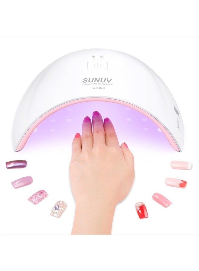 SUNUV UV LED Nail Lamp, Gel UV Light Nail Dryer for Gel Nail Polish Curing Lamp with Sensor 2 Timers SUN9C Pink Gift for Women Girl - Image 2