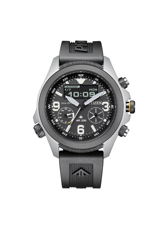 CITIZEN Promaster Land Eco-Drive Analog-Digital Men’s Watch JV1007-07E, 43.5 mm Black Dial, Stainless Steel Case, Black Polyurethane Strap, 200 m WR - Image 5