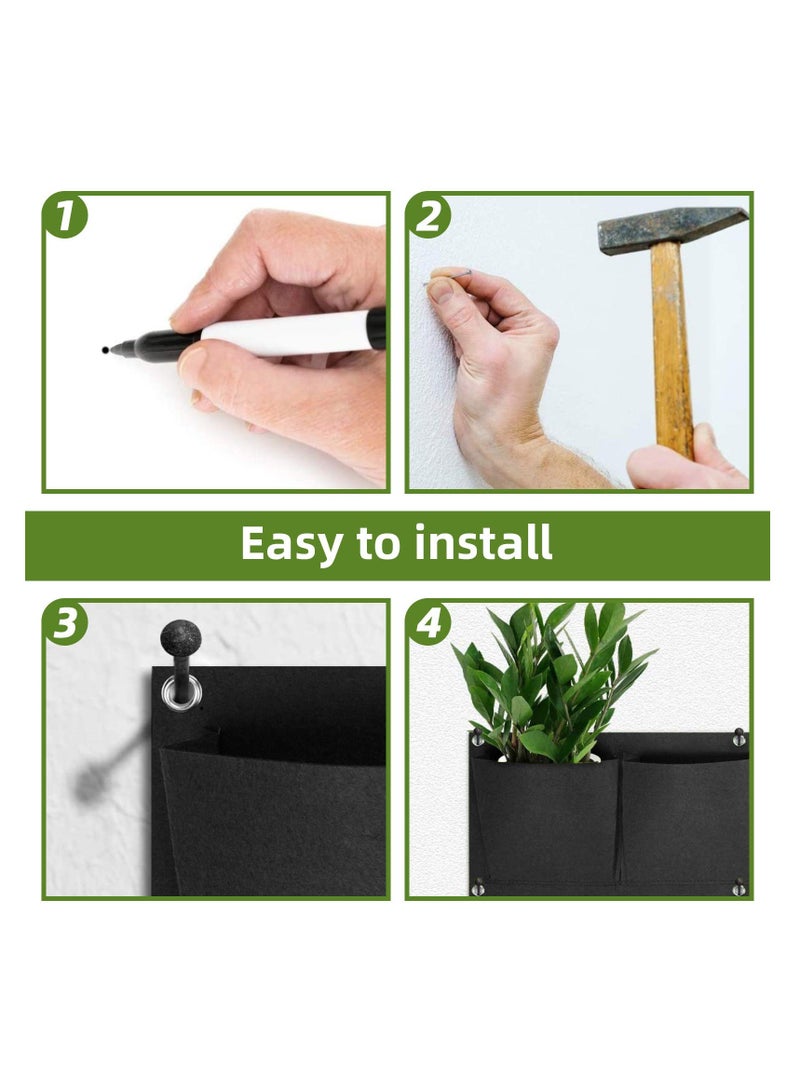 Luckam Hanging Planting Bags, 9 Pockets Hanging Vertical Wall Planter Wall Mounted Grow Bag Outdoor Indoor Gardening Vertical Greening Flower Container, Storage Bags (0.5*0.5m) - Image 5