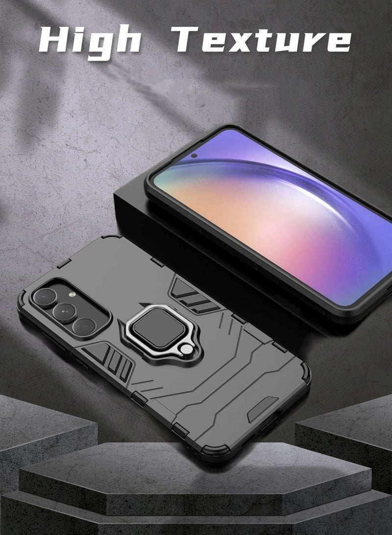 Mmmon Phone Case For Samsung Galaxy A55 5G Case Cover With Screen Protector,Heavy Duty Dual Layer Shockproof Protective Cover with Magnetic Ring Kickstand (Black) - Image 4