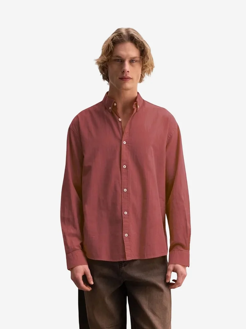 Giesto Burgundy Red GIESTO Cotton Oversized Button-Up Shirt for Men | Best Price UAE