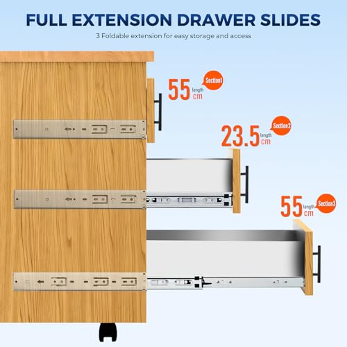 JOY DECOR 10 Pairs Soft Close Heavy Duty Metal Ball Bearing Full Extension Dresser Drawer Slides - 22 Inches, Side Mount, Silver - Image 3