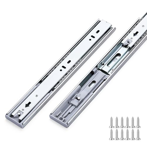 JOY DECOR 10 Pairs Soft Close Heavy Duty Metal Ball Bearing Full Extension Dresser Drawer Slides - 22 Inches, Side Mount, Silver - Image 1