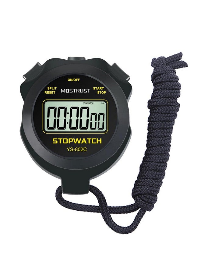 MOSTRUST Digital Simple Stopwatch, Single Lap Basic Stopwatch, No Bells, No Clock, No Alarm, Silent, On/Off With Lanyard For Swimming Running Sports Training Coaches Kids - Image 1