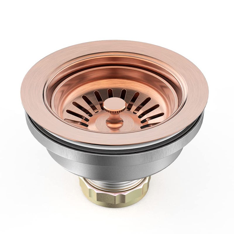 BOTEMY B9173 Kitchen Sink Drain Assembly 312 inch with Removable Sink Strainer BasketStopper 304 Stainless Steel Antique Copper