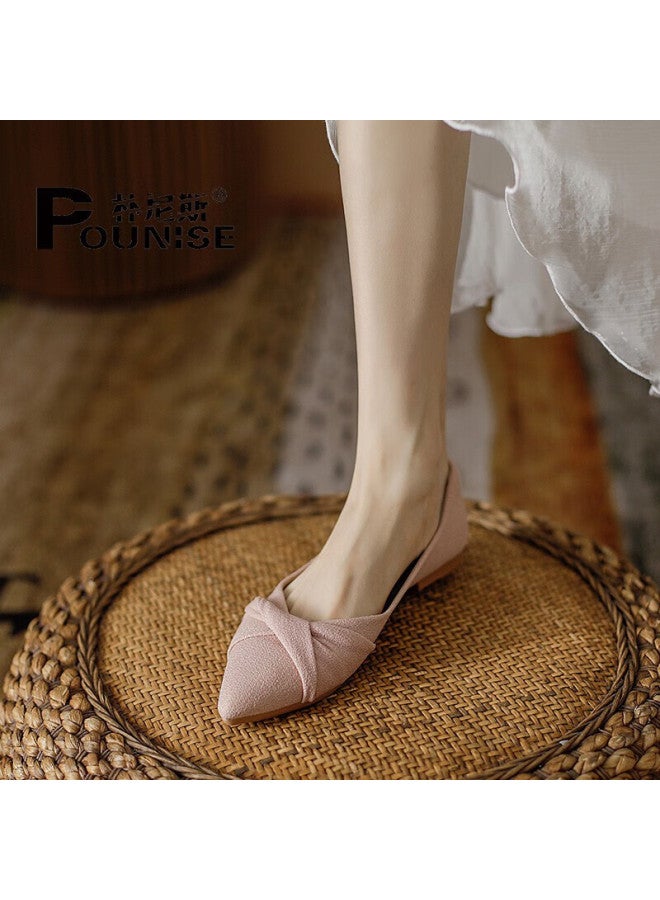 Pounise أحذية نسائية مسطحة، ستايل كوري، أحذية قارب مقاس كبير، نعل مسطح ناعم، Pqm-02، وردي، 41/255 - Image 3