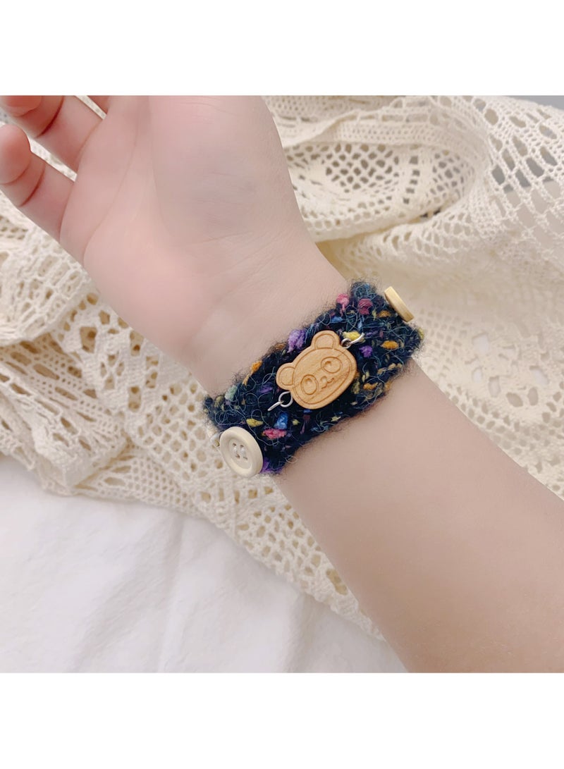 Black Bear Button Hand Braided Bracelet  - Image 2
