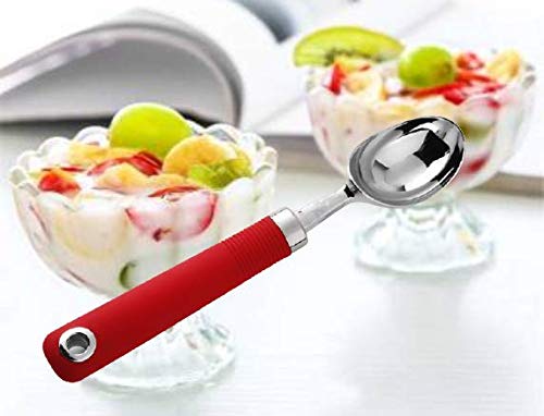 ONICORN Ice Cream Scoop, No Thaw Hard Ice Cream Scooper Spades with Comfortable Non-Slip Rubber Grip Handle for Ice Cream, Melon Ball, Dishwasher Safe (1 PCS) (RED Long) - Image 5
