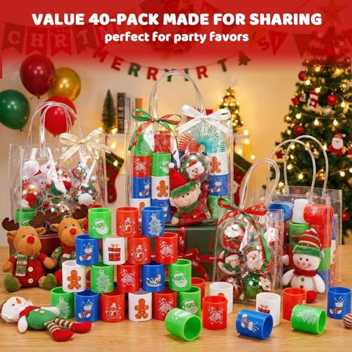 POPLAY 40PCS Christmas Spring Rainbow Party Favor Mini Plastic Coil Spring Toy for Christmas Goodie Bag Stuffers Fidget Stress Coil Mini Springs Bulk Toys for Carnival Prize Birthday - Image 5