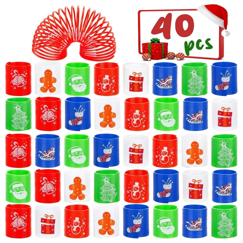 POPLAY 40PCS Christmas Spring Rainbow Party Favor Mini Plastic Coil Spring Toy for Christmas Goodie Bag Stuffers Fidget Stress Coil Mini Springs Bulk Toys for Carnival Prize Birthday - Image 3