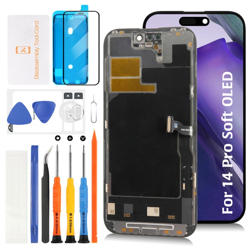 Olivechard Soft OLED for iPhone 14 Pro Display 120Hz Promotion Proximity Sensor Cable Screen Replacement 61 inch 3D Touch Display Digitizer Assembly A2890 A2650 A2889 A2892 with Tools - Image 2