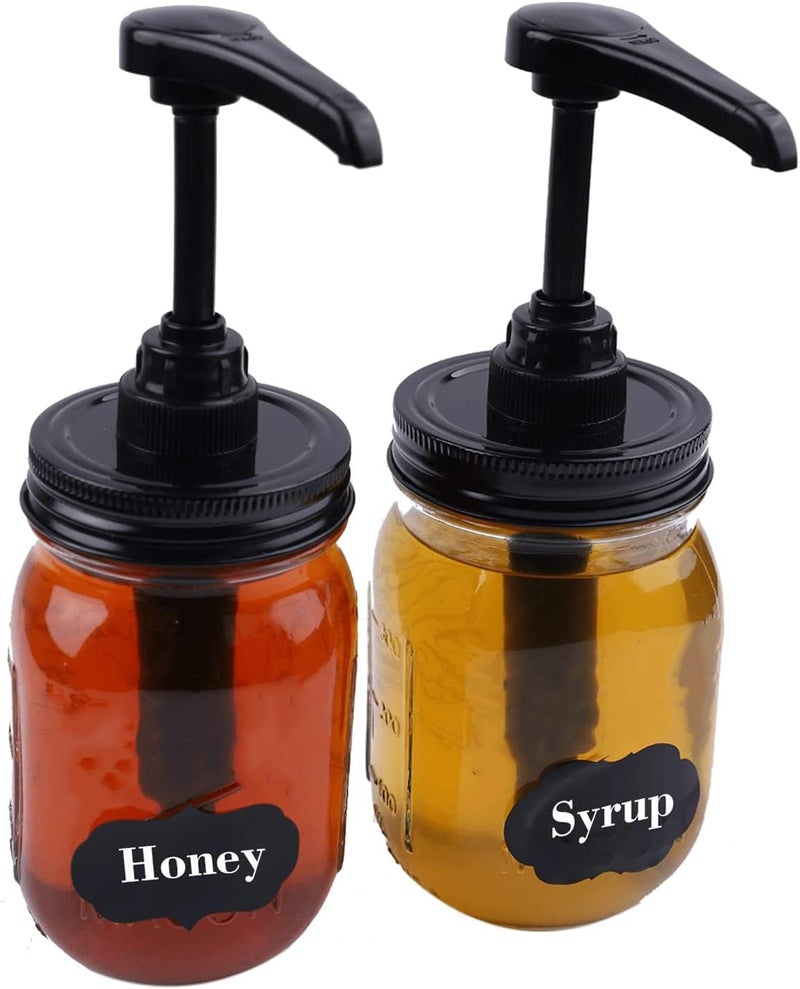 GLUKIEWT Mason Jar Syrup Dispenser Pump Lids For Regular Mouth Jar (2 Pack) Coffee Syrup Dispenser Food Grade,Airtight & Leak & Rust Proof Dispenser Pump Lids (Jar Not Included) - Image 1