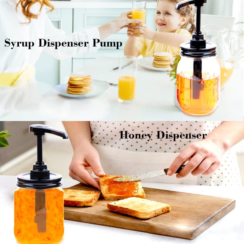 GLUKIEWT Mason Jar Syrup Dispenser Pump Lids For Regular Mouth Jar (2 Pack) Coffee Syrup Dispenser Food Grade,Airtight & Leak & Rust Proof Dispenser Pump Lids (Jar Not Included) - Image 4