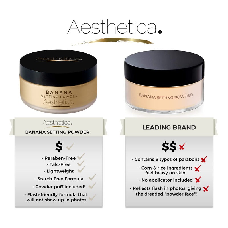 Aesthetica Banana Loose Setting Powder - Flash Friendly Superior Matte Finish Highlighter & Finishing Powder - Includes Velour Puff - Image 3