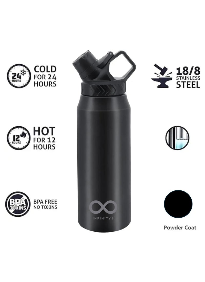 Infinity Water Bottle, Stainless Steel Flask, 950 ML/32 OZ, Double Wall Vacuum Insulated, Leak Proof, Hot and Cold, BPA Free, perfect for kids, school, office, gym and sports (Black)  - Image 5