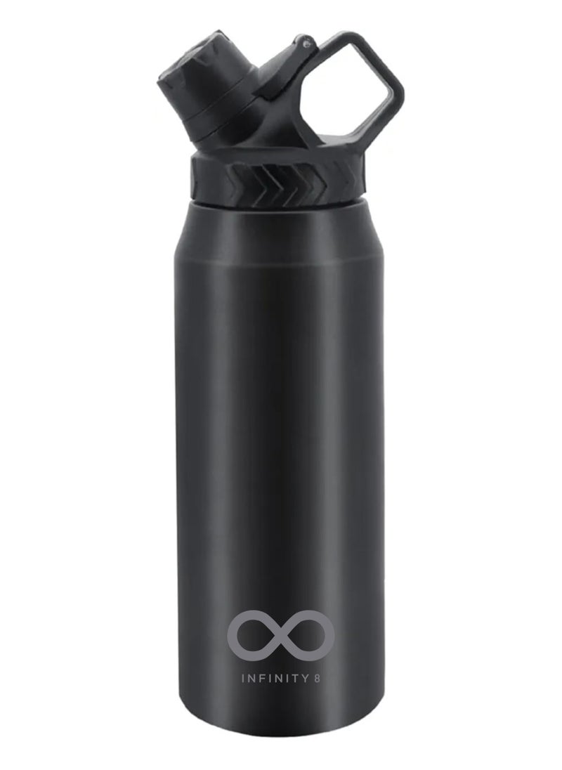Infinity Water Bottle, Stainless Steel Flask, 950 ML/32 OZ, Double Wall Vacuum Insulated, Leak Proof, Hot and Cold, BPA Free, perfect for kids, school, office, gym and sports (Black)  - Image 1