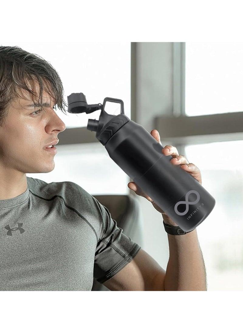 Infinity Water Bottle, Stainless Steel Flask, 950 ML/32 OZ, Double Wall Vacuum Insulated, Leak Proof, Hot and Cold, BPA Free, perfect for kids, school, office, gym and sports (Black)  - Image 4