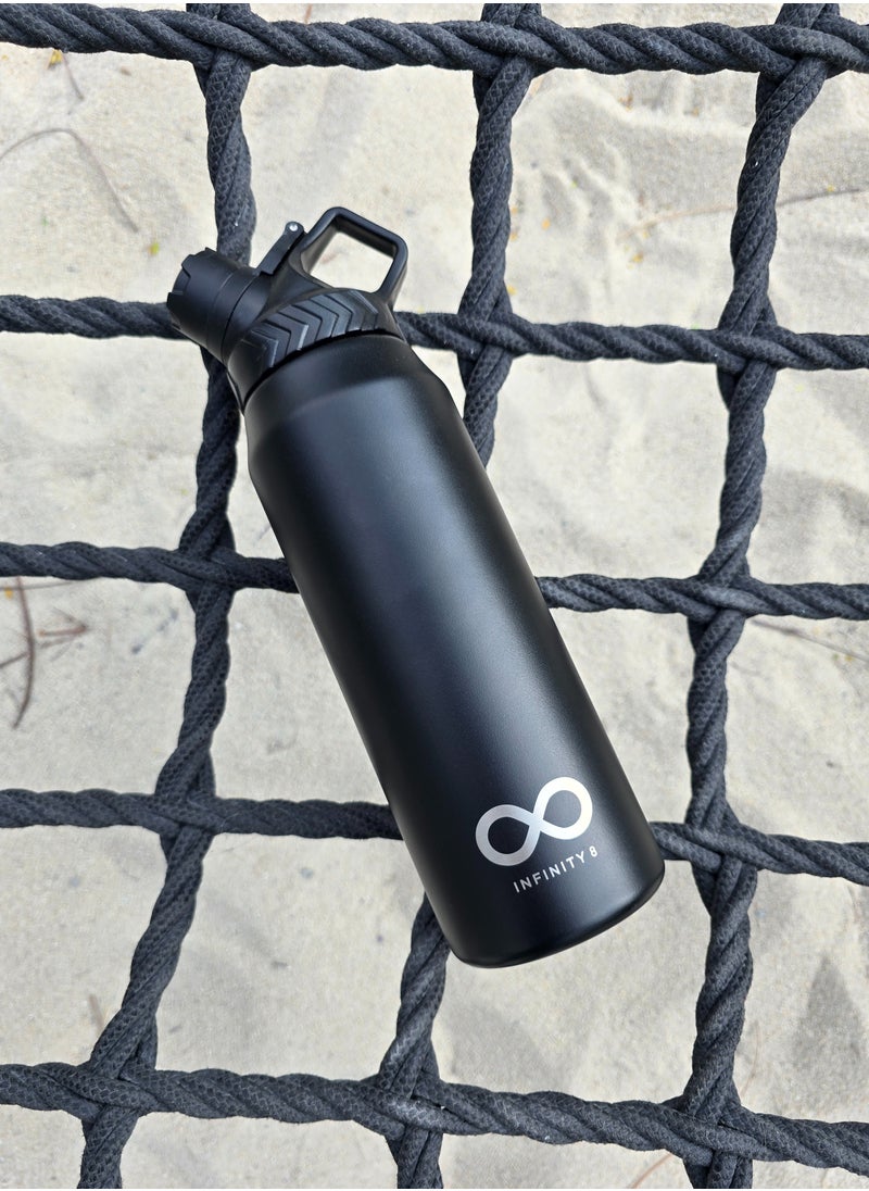 Infinity Water Bottle, Stainless Steel Flask, 950 ML/32 OZ, Double Wall Vacuum Insulated, Leak Proof, Hot and Cold, BPA Free, perfect for kids, school, office, gym and sports (Black)  - Image 2