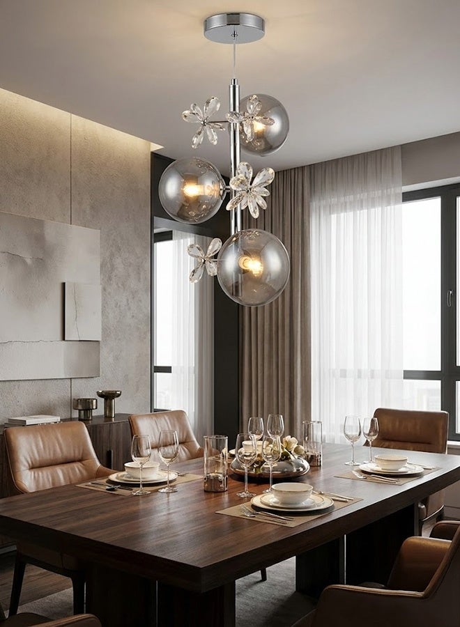 BUY4LESS -  Modern Lighting, Pendent, Light, Modern crystal light pendent, Chrome Color, 30x106 cm, Suitable for bedroom, kitchen, coffee shop. - Image 2