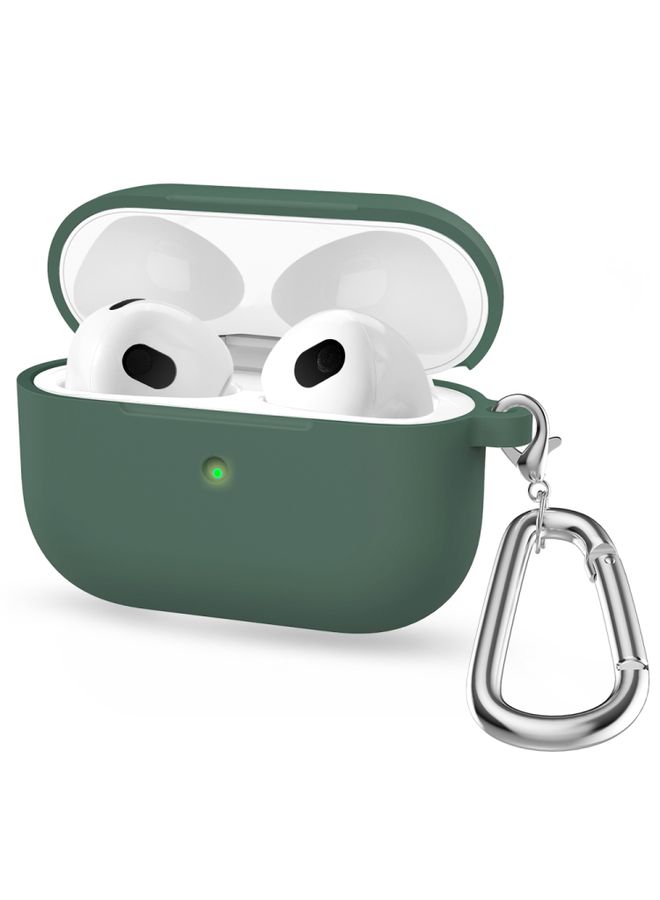 Raxoom Case Cover Thicken Silicone Round Bottom Earphone Protective Case with Hook For AirPods 3 Olive Green