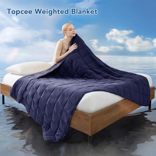 Topcee بطانية وزن توبسي (7 أرطال، 40" × 60") بطانية ثقيلة للتبريد للنوم تناسب من 60-90 رطل، بطانية ناعمة سميكة قابلة للتنفس مع خرز زجاجي، سهلة العناية - Image 2