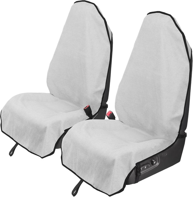 Leader Accessories 2pcs White Waterproof Towel Auto Car Seat Cover Protector Machine Washable - Fit Yoga Running Crossfit Athletes Beach Swimming Outdoor Sports - Image 1