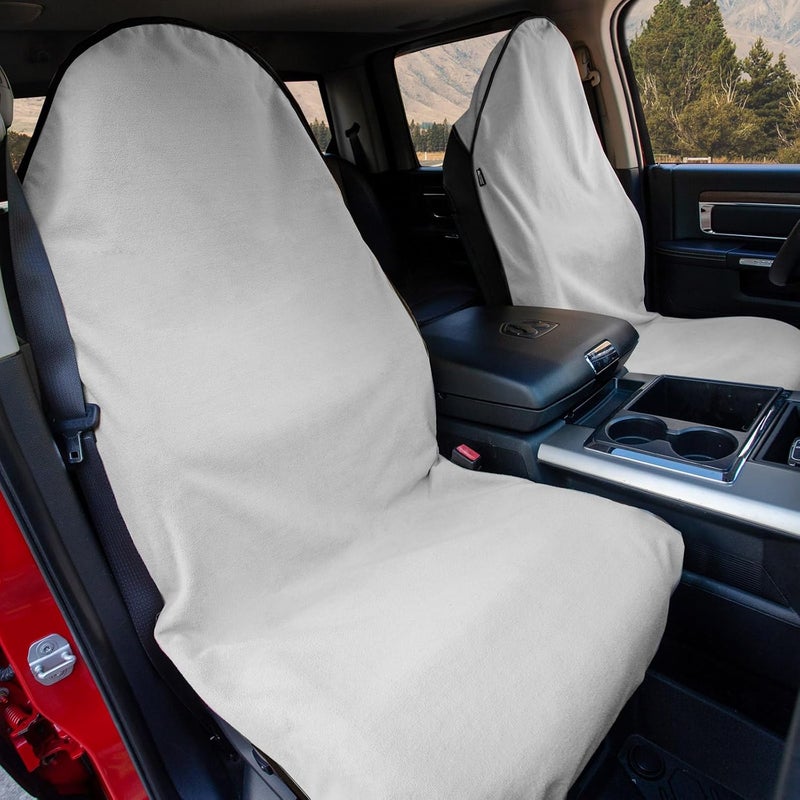 Leader Accessories 2pcs White Waterproof Towel Auto Car Seat Cover Protector Machine Washable - Fit Yoga Running Crossfit Athletes Beach Swimming Outdoor Sports - Image 2