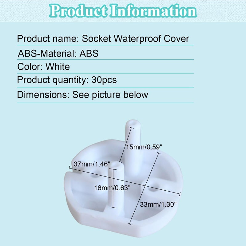 Fielect Outlet Plugs Covers Childproof EU Plug Protectors Electric Socket Cover Electrical Protector 2-Hole White 30Pcs - Image 2