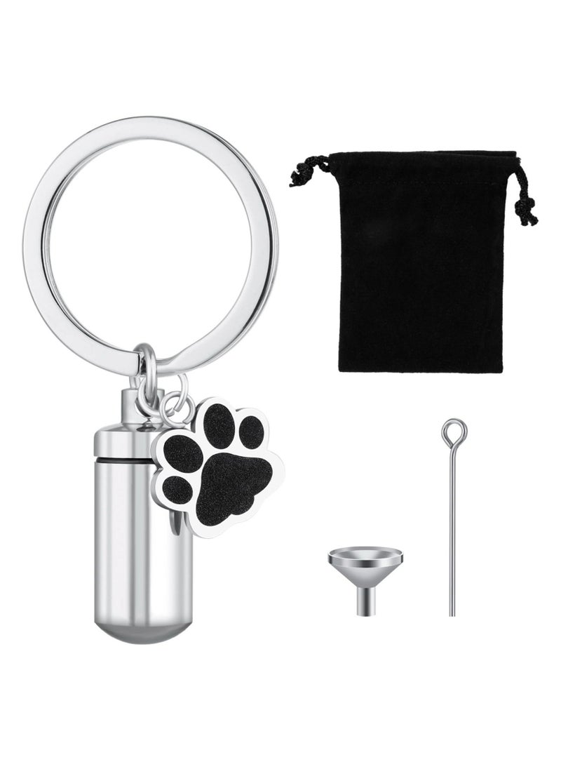 Generic Pet Urns Keychain for Dog Cat Ashes with Storage Bags Small Pet Cremation Keepsake Pend Paw Print Memorial Urn  - Image 1