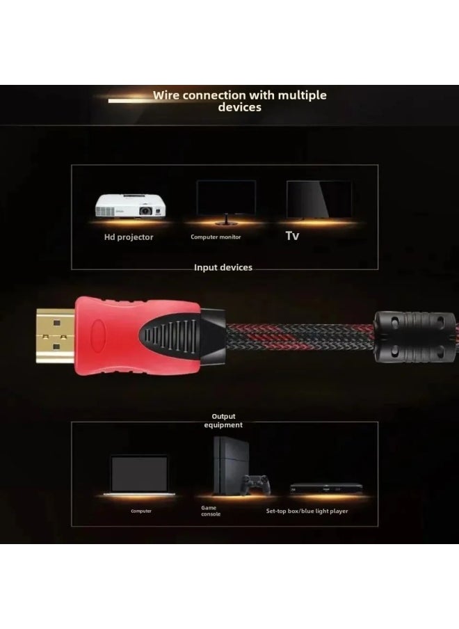 ماركة غير محددة كابل HDMI عالي الدقة بطول 1.5 متر و3 متر و30 متر لجهاز الكمبيوتر وجهاز التلفزيون وجهاز فك التشفير وكابل توصيل HDMI لجهاز العرض وصوت عالي الدقة والفيديو - اللون: أحمر وأسود - طول خط HDMI الشبكي: 1.8 متر  - Image 3